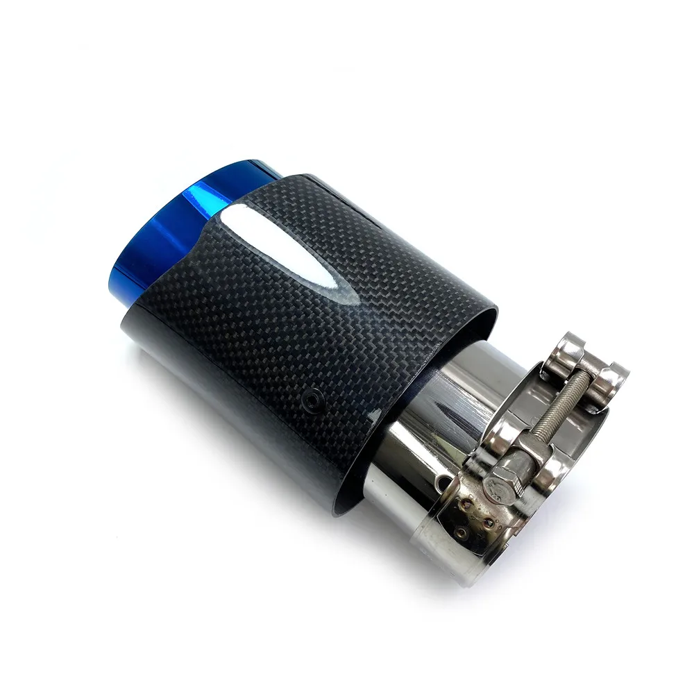 1 шт. один автомобильные выхлопные трубы синий Глянцевая чистый углеродный