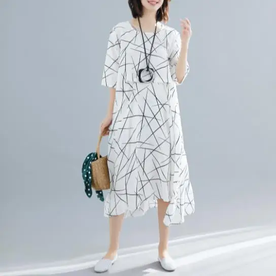 Женское длинное платье 2020 Макси летнее шифоновое с винтажным принтом свободные