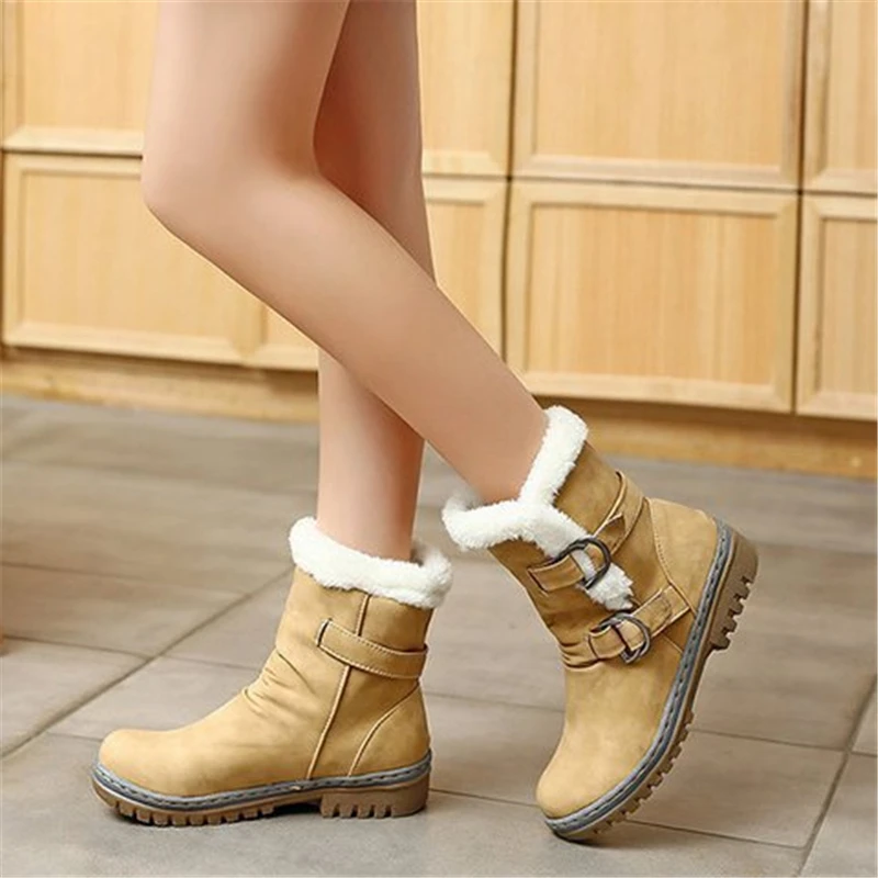 

DEEZLA Women Snow Boots Keep warm Winter Women's Shoes Flock Fur Suede Ankle Boots Female Large size Platform Ankle boots 34-43