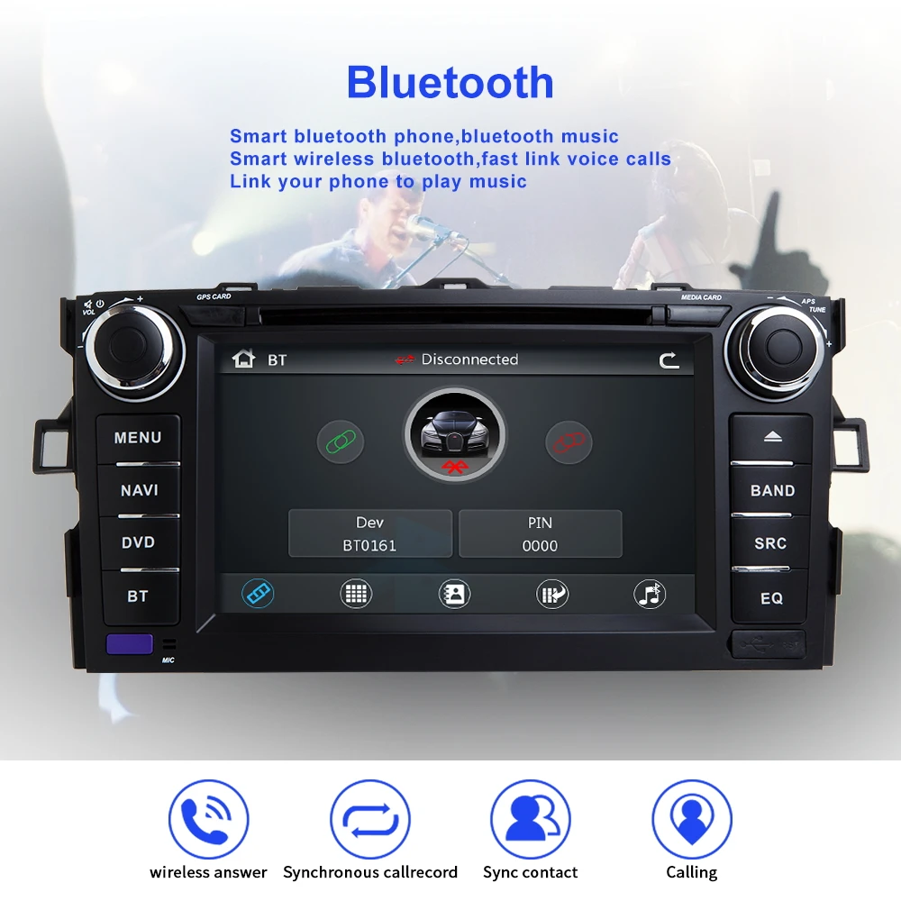 Autoradio Car DVD Player 2 Din For Toyota AURIS Corolla Altis 2012 2013 Multimedia GPS Stereo USB Bluetooth | Автомобили и