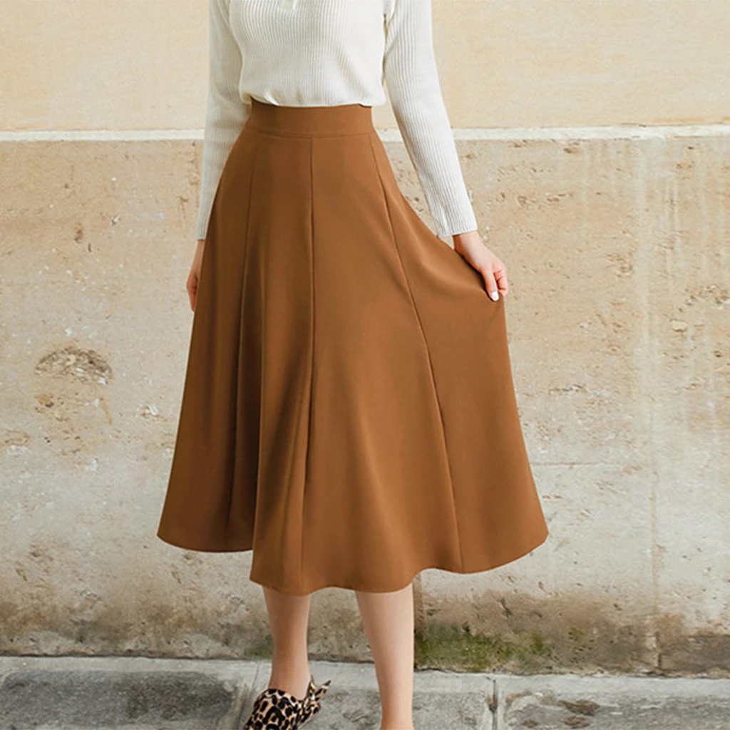 Женская длинная Плиссированная Юбка со страусом Повседневная тонкая Однотонная