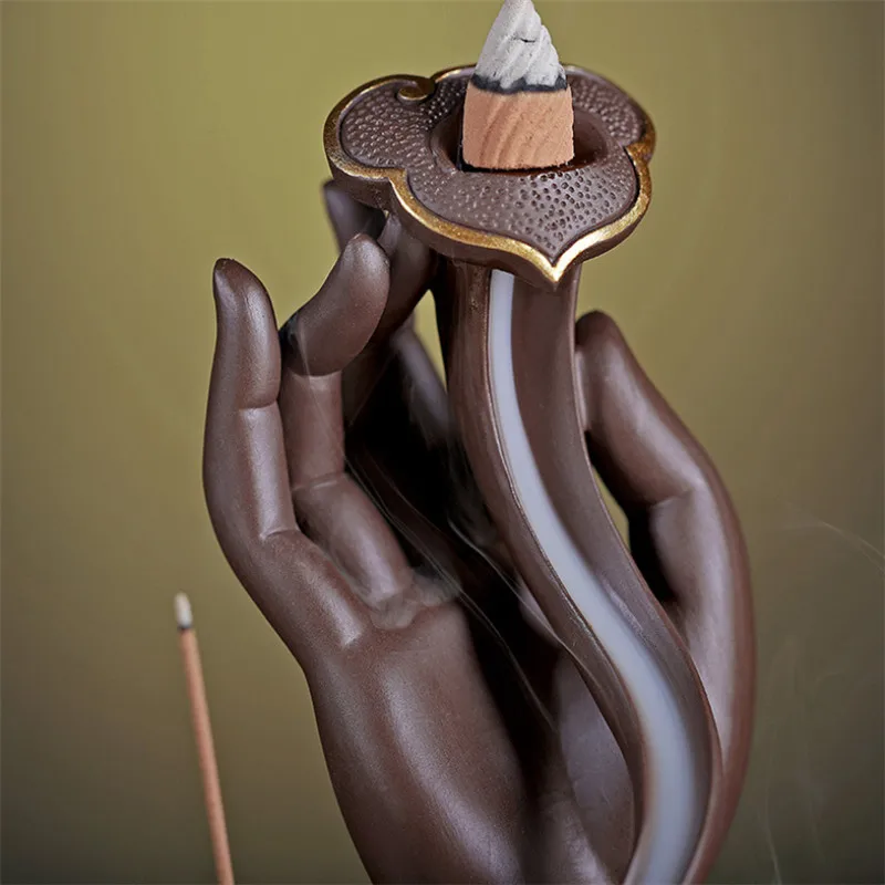 Керамическая Будда ручной Лотос обратного потока благовония горелка Творческий