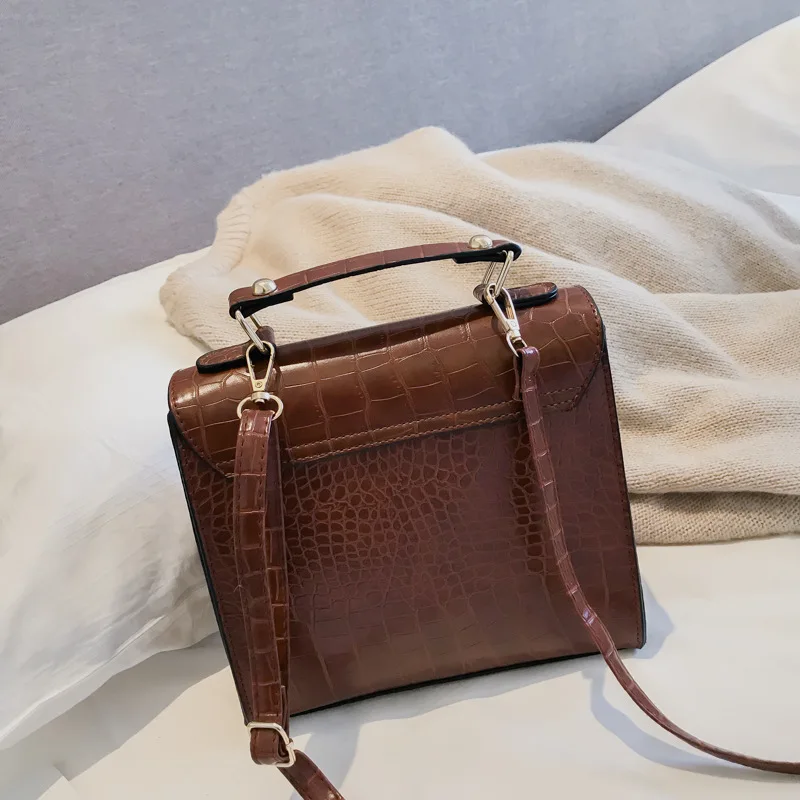 С каменным узором кожаные сумки женские винтажные на плечо деловые формальные