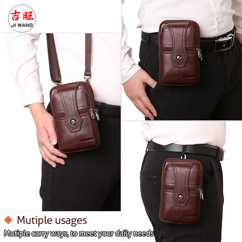 Мужская поясная сумка из натуральной кожи с ремнем 2021 |