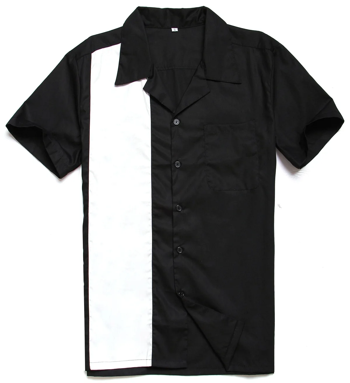 

New Design Men's Black and White Contrast Western Jeans Style Loose Short Sleeve Shirt