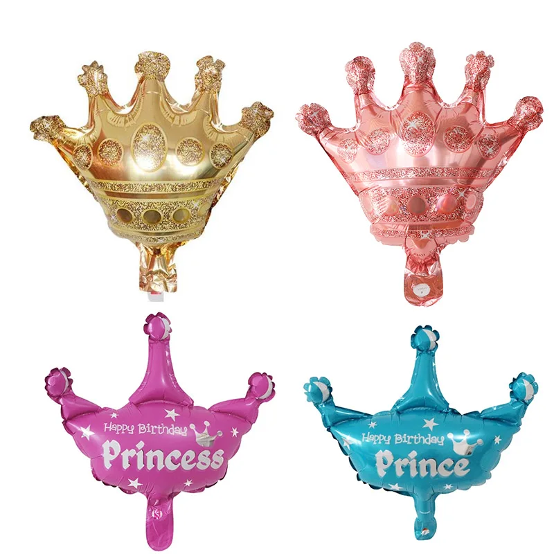 

50Pcs Mini Rose Gold Crown Foil Balloons Princess Crown Happy Birthday Party Decorations Kids 1st Baby Shower Supplies Globos