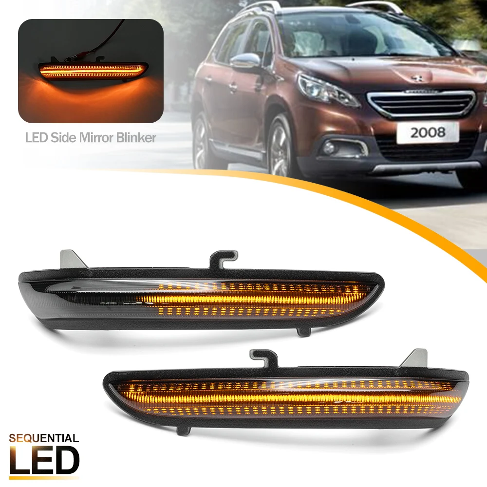 Led Dynamic Side Mirror Blinker Indicator Lamps For Peugeot 2008 208 I MK1 2013 2014 2015 2016-2019 Citroen Turn Signal Lights