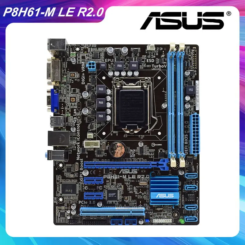 

ASUS P8H61-M LE R2.0 Motherboard 1155 DDR3 Motherboard LGA 1155 Intel H61 Support Xeon Core i7-3770K i5-3570K Cpus 16G PCI-E X16