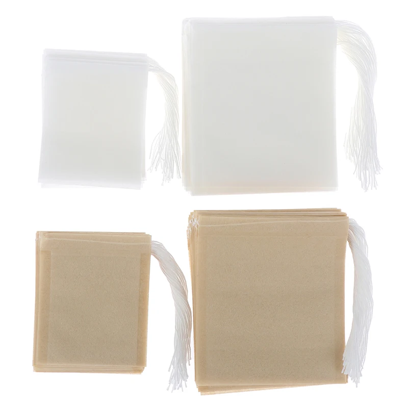 

100 шт./лот бумажные чайные пакетики, фильтрующие пустые чайные пакетики на шнурке для травяного рассыпного чая