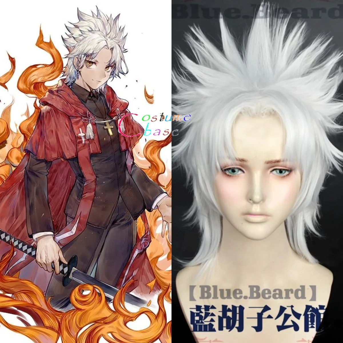 Fate Amakusa Shirou Tokisada Kotomine Grand Order FGO Apocrypha короткие серебряные синтетические волосы
