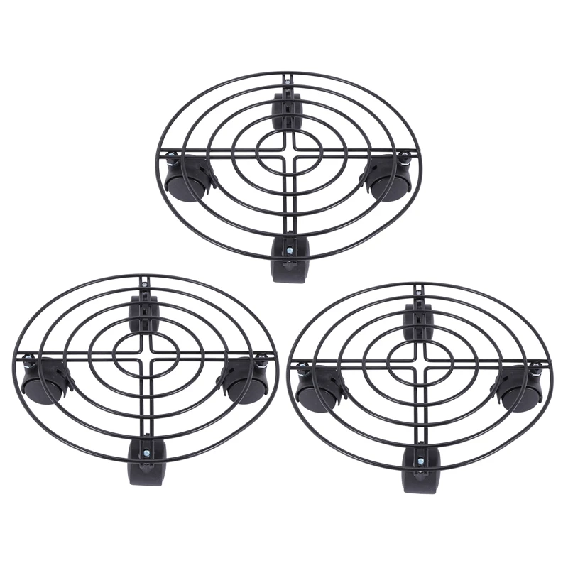 

3X Metal Plant Flower Pot Stand Trolley Caddy on Wheels Indoor Outdoor Home Garden tools