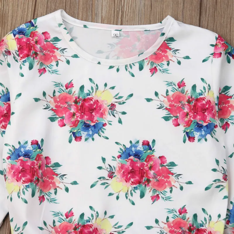 Комплект из 2 предметов Детская футболка с цветочным принтом для маленьких