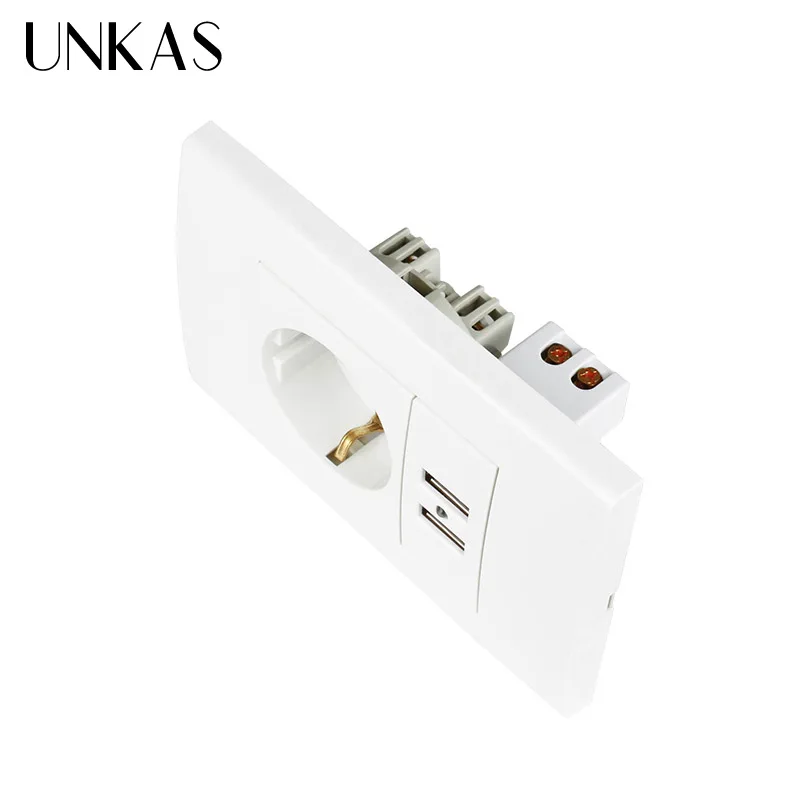 UNKAS настенная розетка USB штепсельная вилка с заземлением 16A ЕС Стандартный