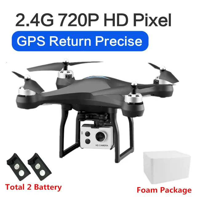 Black 720p 2battery Все новые S2 Дрон gps Квадрокоптер с камерой Hd 5G пульт дистанционного управления Вертолет Wifi складной мини селфи Дрон селфи Квадрокоптер - Цвет: Black 720p 2battery
