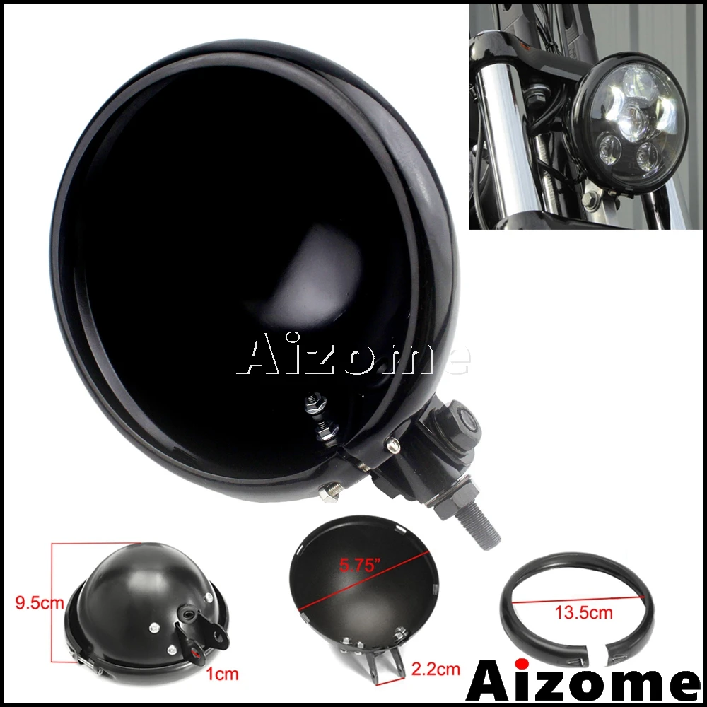 

Universal Motorcycle 5.75" Headlight Light Bulb Bucket Housing For Harley Dyna Sportster XL FXD Custom 5-3/4" LED Headlamp Shell