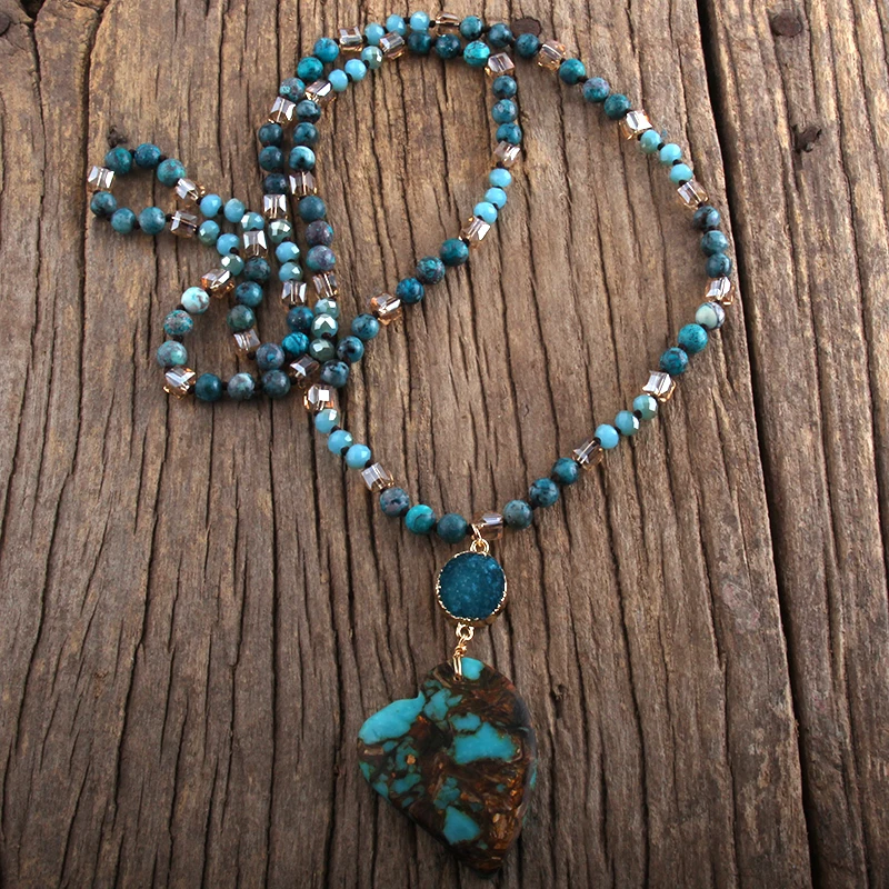 

Модные богемные ювелирные изделия MD, подарок в стиле бохо, натуральные камни с драгоценными звеньями, подвеска в виде сердца, ожерелья для ж...