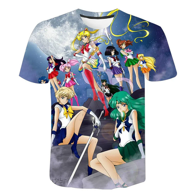 

Japanese cartoon 3D printed T-shirt, baby clothing, girls' favorite summer T-shirt, girls' clothing. Fashion short sleeve 2021