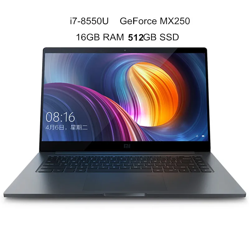 i7 16G 512G MX250 Xiaomi Mi Pro ноутбук 15,6 дюймов Windows 10 Тетрадь i5-8250U/i7-8550U 4 ядра ГБ/8 ГБ/16 ГБ Оперативная память 256 GB SSD 1.0MP GeForce MX250 - Цвет: i7 16G 512G MX250