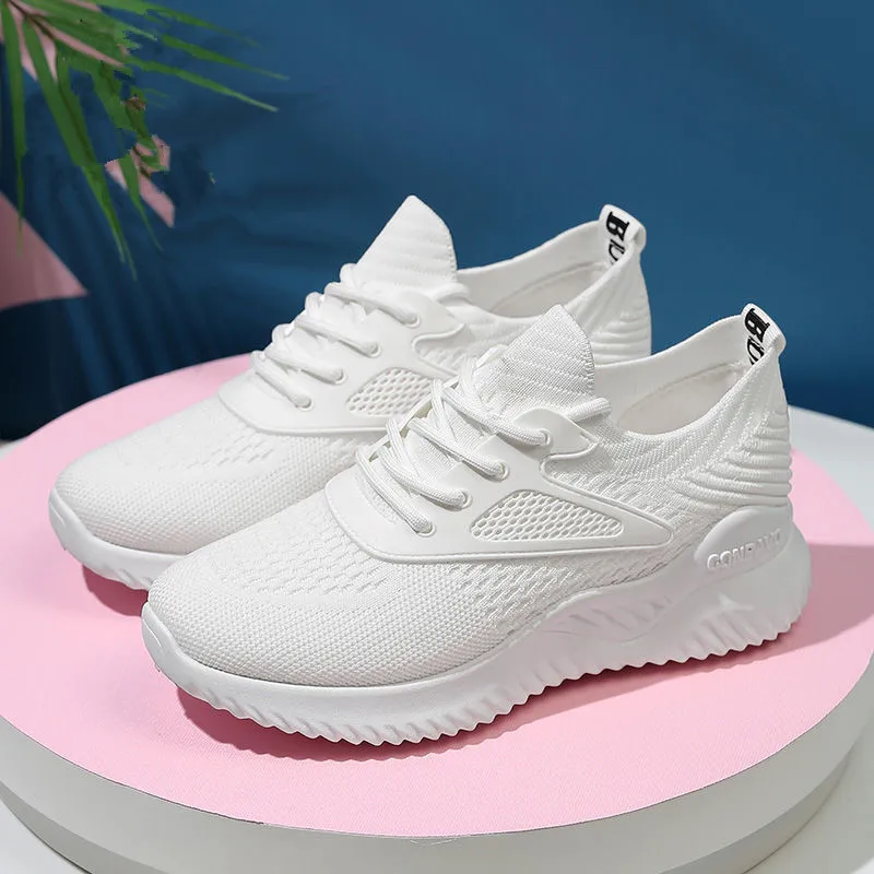 

Women's casual thick-soled sports shoes fashion comfortable breathable white shoes old shoes 2022 new car stitching