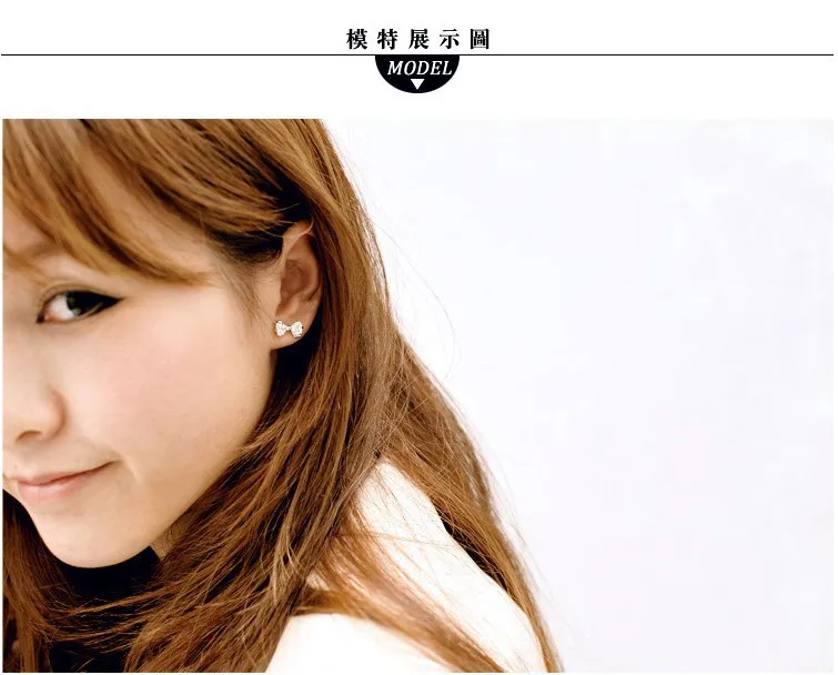 Изящные однотонные Серебристые сверкающие серьги гвоздики с бантом и