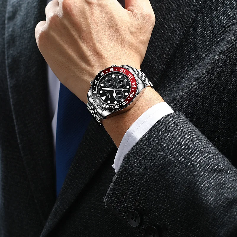 

2021 Luxury Top Brand Gold Men Watch 304 Stainless Steel Chronograph Watches Mens Waterproof Male Business Dress Watch