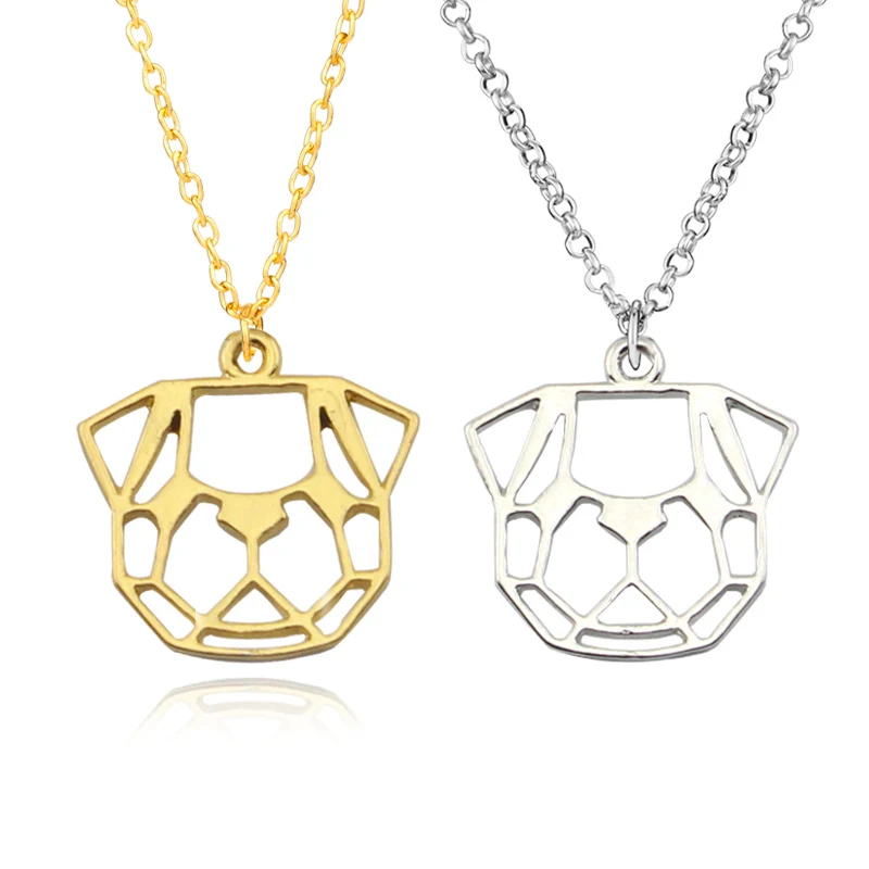 

Dropship Newest Unique Origami Pug Head Necklace Lovely Dog Face Necklace Geometric Origami Jewelry For Animal Lovers