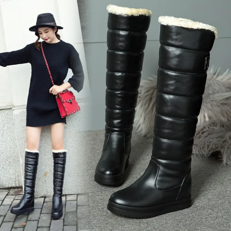 Fujin/высокие сапоги Женские зимние пушистые теплые Высокие водонепроницаемые