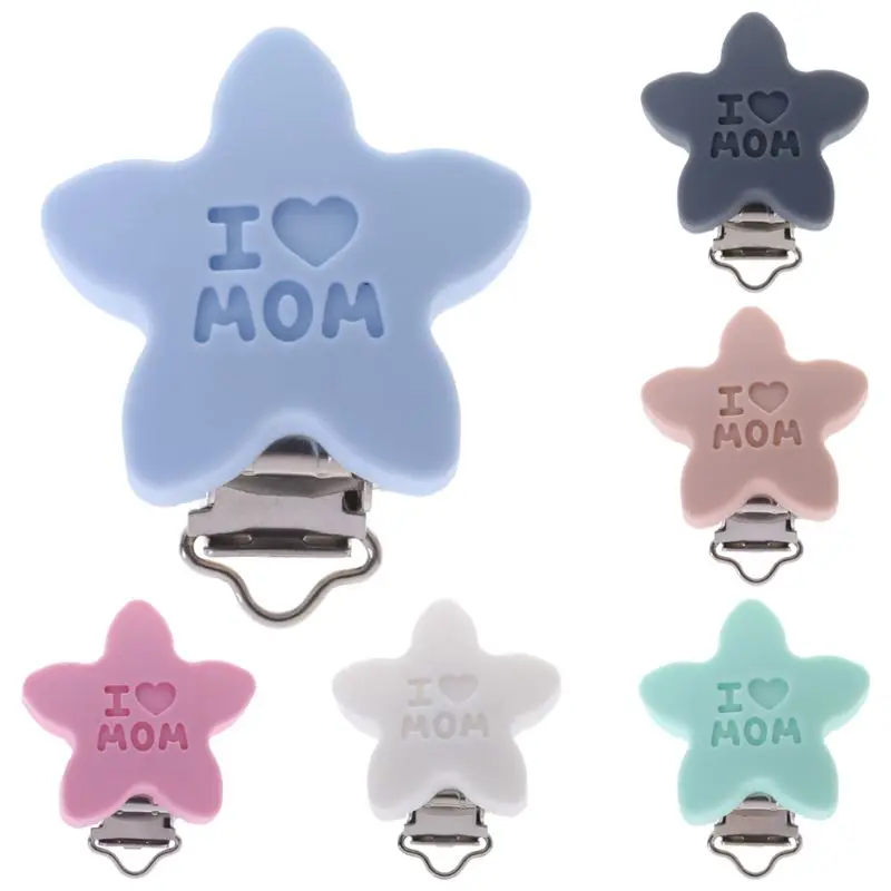 

Baby Baby Pacifier Clip Soother Teether Star Shape Silicone Safe Holder Saliva Towel Support Anti Fall Cute Clips Newborn Infant