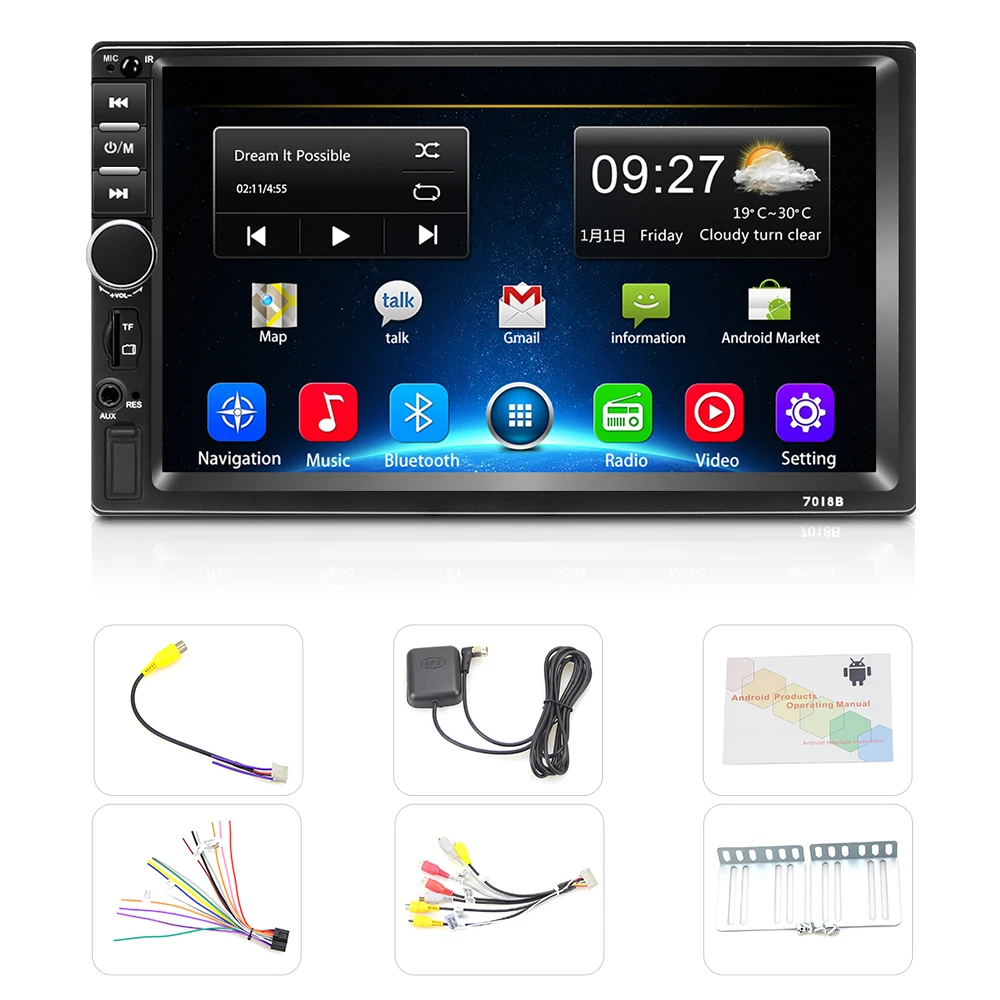 Автомобильный мультимедийный плеер Hikity 2 din Android 8 1 ОЗУ ГБ + ПЗУ 32 HD MP5 GPS Bluetooth Wi-Fi