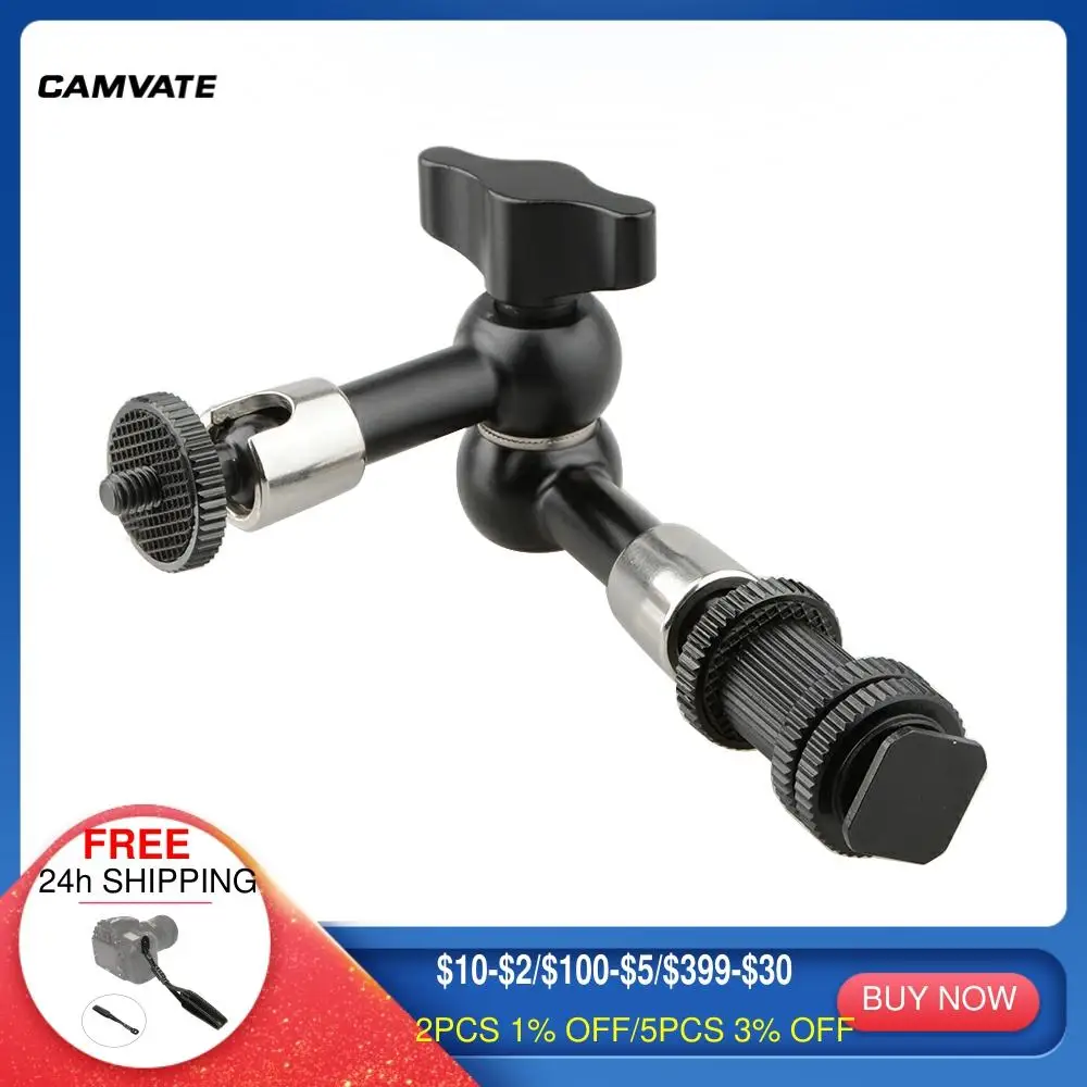 CAMVATE 7" Articulating Magic Arm With 1/4"-20 Screw Mount + Hot Shoe Mount For LED Light/LCD Monitor/Flash/Video Light Mounting
CAMVATE 7" Articulating Magic Arm With 1/4"-20 Screw Mount + Hot Shoe Mount For LED Light/LCD Monitor/Flash/Video Light Mounting