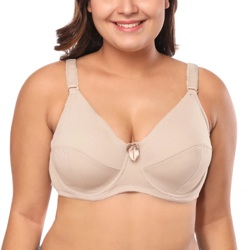 

Plus Size Women Bra Full Cup Comfort Mother's Underwear Classical Minimizer Bra Solid Lingerie Big Cup D E Plus Size 36-48