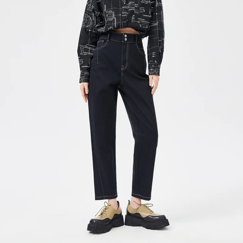 

SEMIR Casual Trousers Women Loose Pencil Pants 2021 Spring New Double Button Fashion Trend