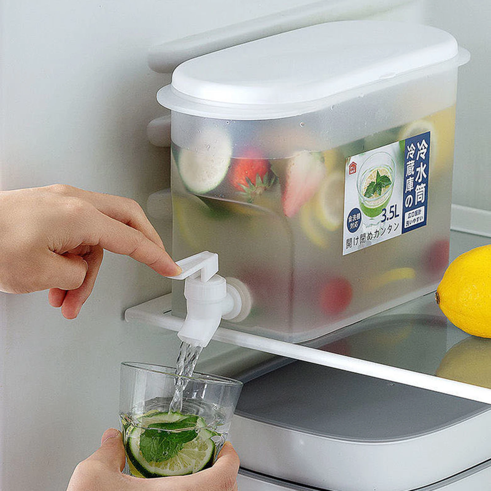 

3500ml Water Jug With Faucet Lemon Juice Jug Kitchen Drinkware Kettle Pot Cold Water Bottle Container Heat Resistant Pitcher