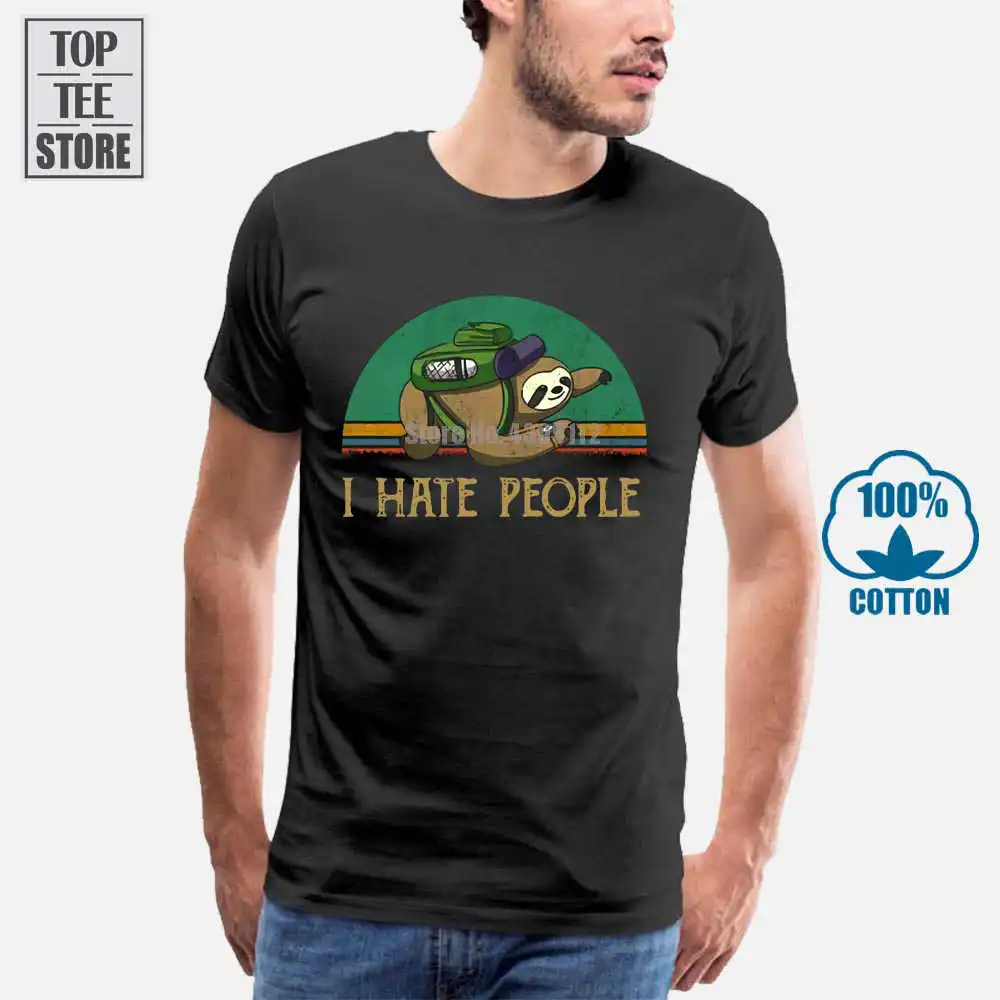 Sloth I Hate люди винтажная Мужская футболка хлопок S 6Xl|Мужские футболки| |