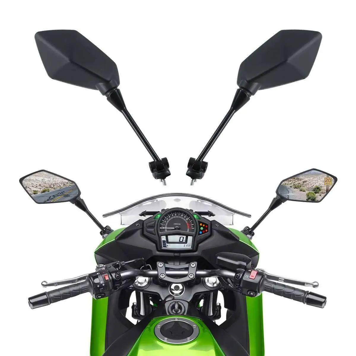 

Left Right Rear View Mirrors Black Fit For Kawasaki NINJA1000 Z1000SX NINJA 650R 2011 2012 2013 2014