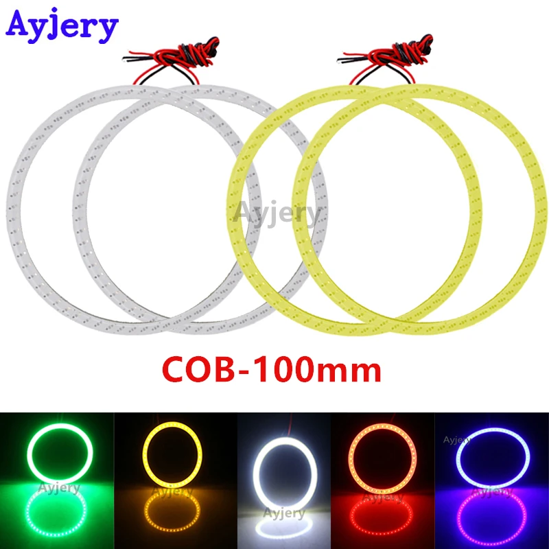 

AYJERY COB 100mm 2Pcs Car COB LED Angel Eyes Halo Rings Headlight Daytime Running Lamp For Car e39 For e46 Car Angel Eyes