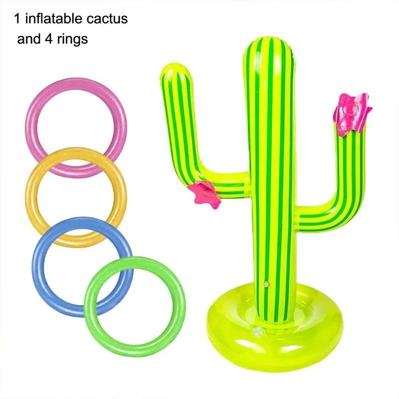 

Inflatable Cactus Ring Toss Game Set Floating Pool Toys Beach Party Supplies Party Bar Travel Outdoor Swimming Pool Accessories
