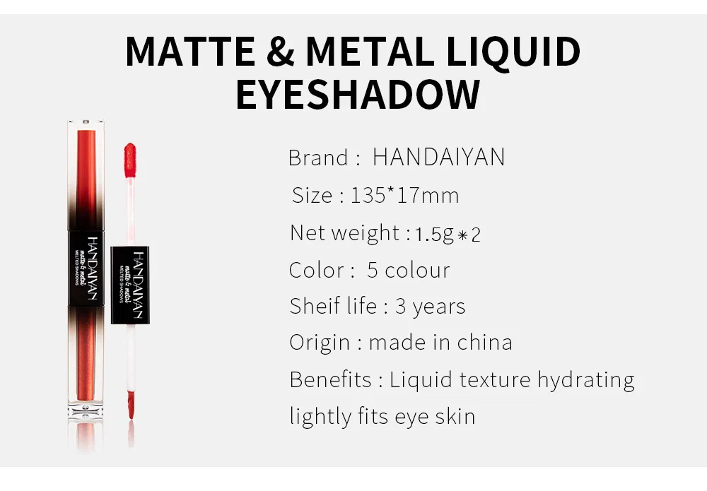 Двухсторонние жидкие тени для век бархатные матовые металлические текстурные