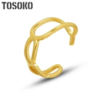 tosoko stainless steel jewelry hollow out digital 8 ring womens fashion 18 k gold plated open ring bsa291