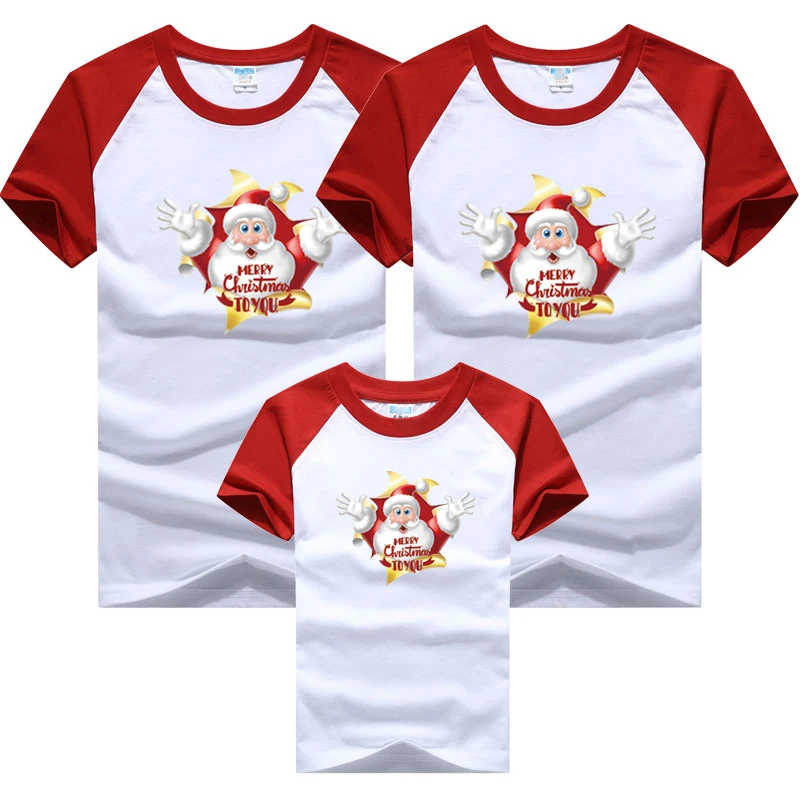 

Christmas Family Clothing Dad Mom Kids Baby Splicing T shirt Christmas Mommy and Me Clothes Family Matching Clothes Outfit
