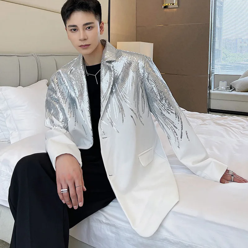 Мужской блейзер с вышивкой и блестками DIMI повседневный весенний пиджак большого