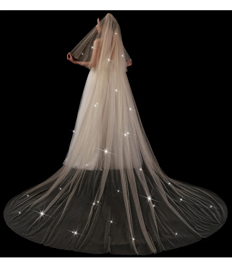 

Sparke Veils For Wedding Dress Two Layers Cover Face Bridal Veil