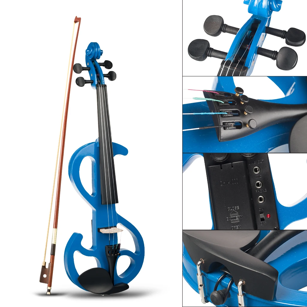 4/4 Full Size Solidwood Electric Violin Set w/ Violin Case+ Rosin+ Audio Cable+Brazilwood Bow Student Violin Fiddle For Beginner enlarge