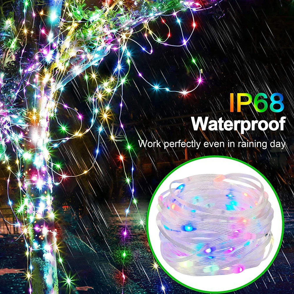 

WS2812B USB LED String Christmas Curtain Garland Lights RGB Led Strip Bluetooth Music Full Color Addressable Individually DC5V