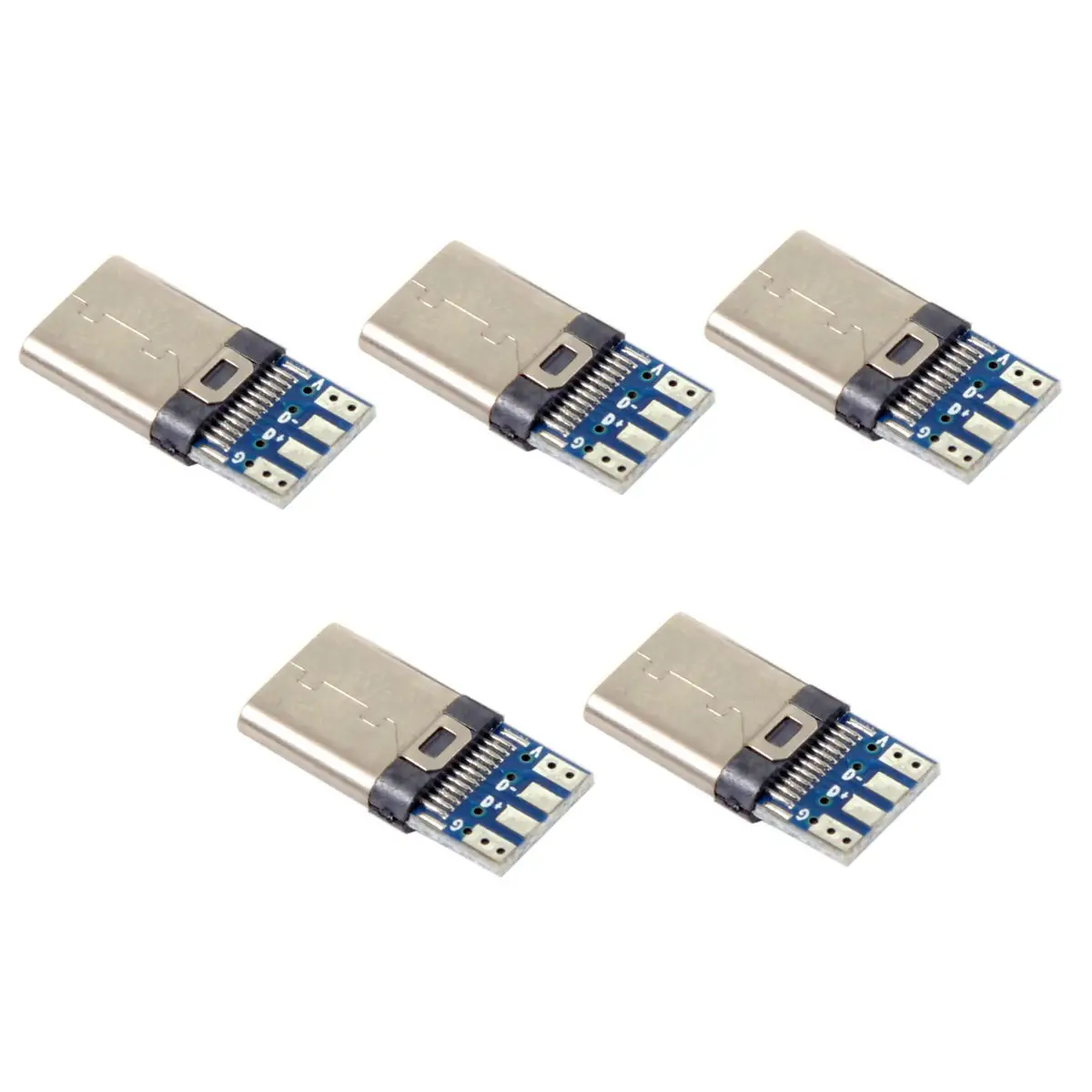 Jimier 5 шт./лот DIY 24pin USB Тип C USB-C Мужской OTG хост тип 1 k резистор с черной крышкой