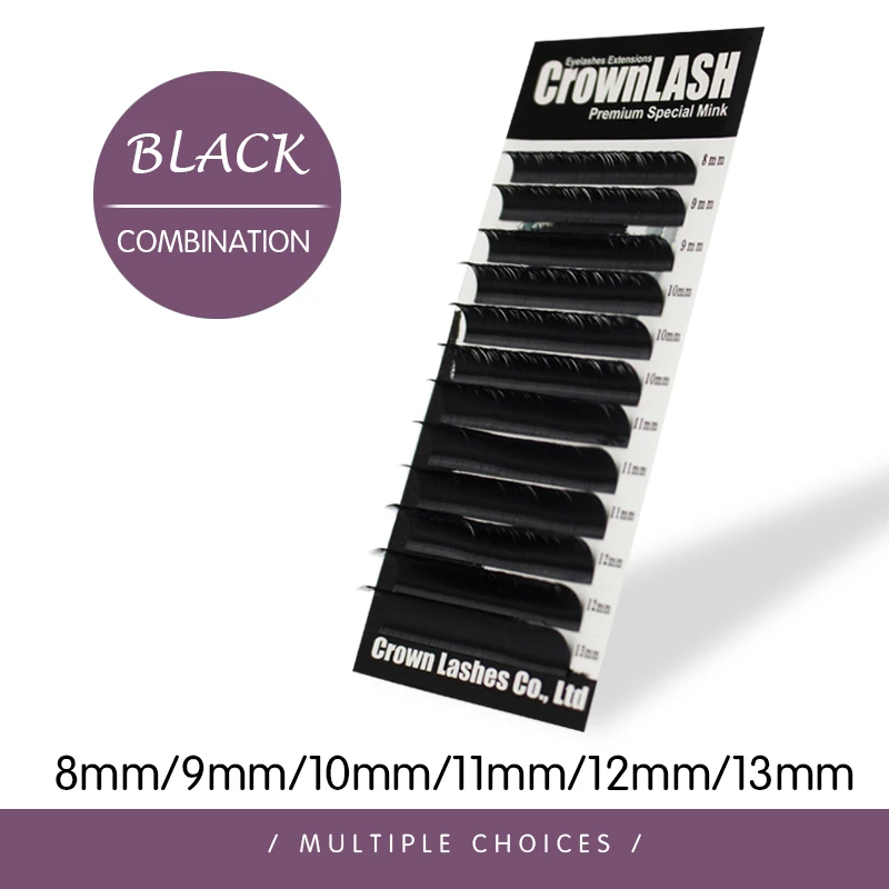 CrownLASH черный 0 05 07 10 15 20 25 наращивание ресниц C D 8 13 мм смешанный размер европейский