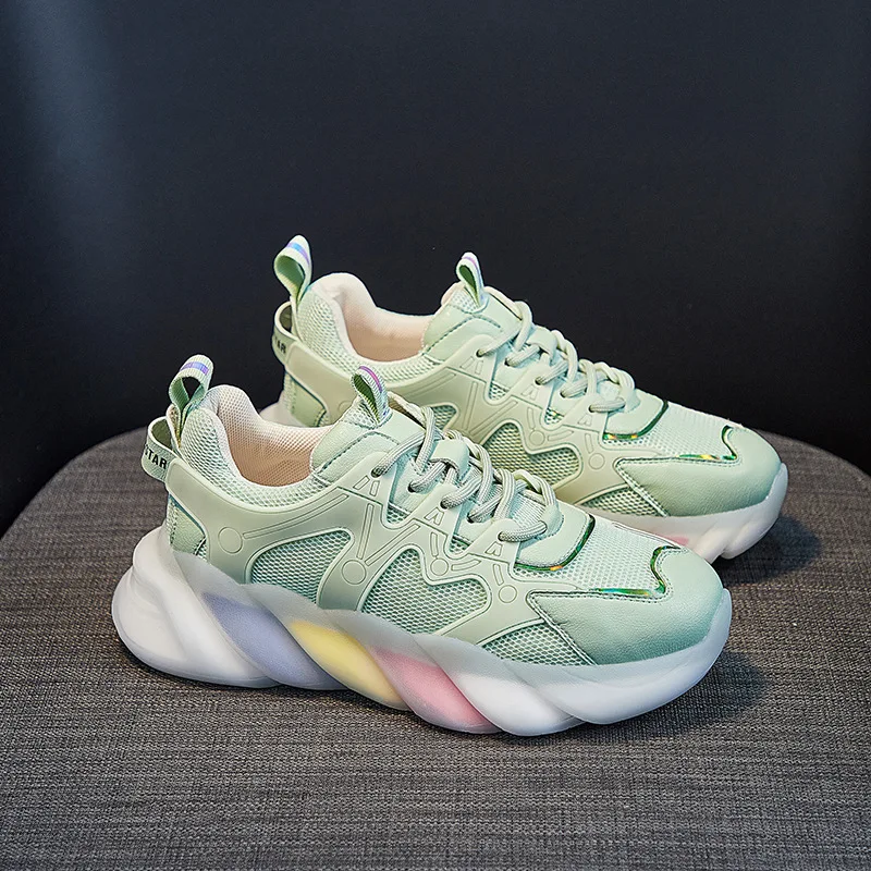 

White Sneakers for Women's Leather Shoes On Platform Sneakers Women Thick Bottom Sneaker 2021 Woman Fashion Casual Sneaker Solid