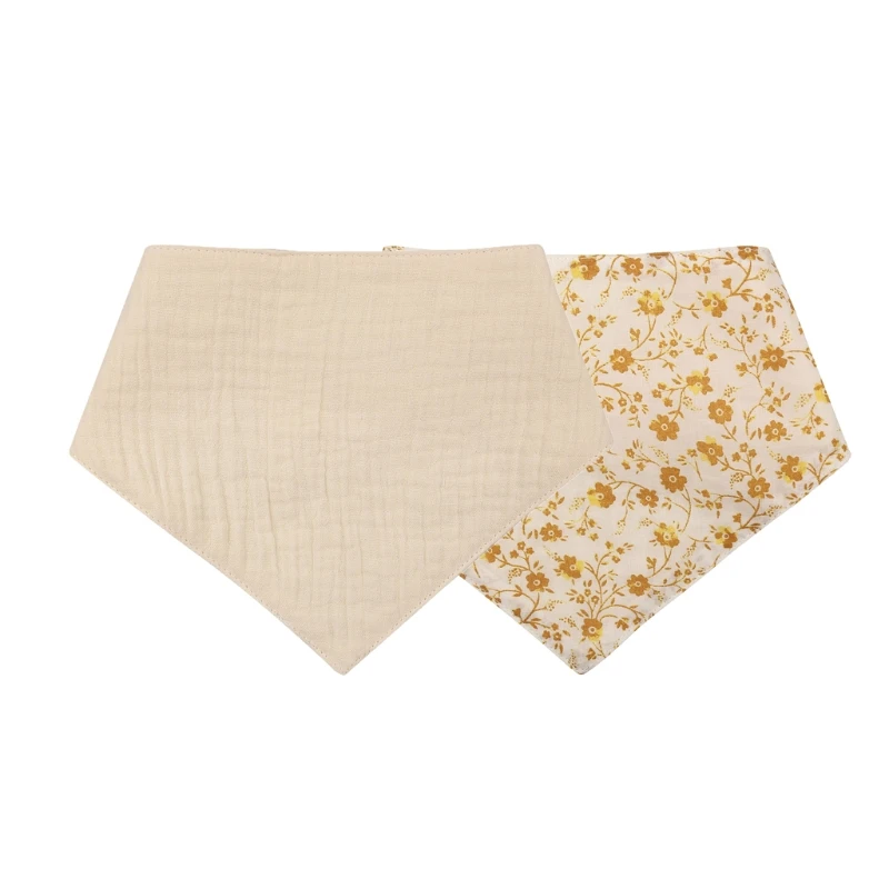 Bandana de algod&oacute;n con estampado Floral para beb&eacute;, Baberos de doble cara para alimentaci&oacute;n infantil, pa&ntilde;os para eructar, toalla para Saliva, accesorio suave para comer, 1 unidad-5