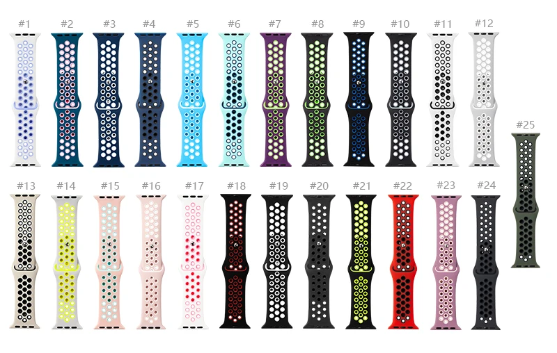 Силиконовые замена спортивный ремешок для наручных часов Apple Watch 38 мм 40 мм 42 44 мм браслет ремешок для наручных часов iWatch серии 5/4/3/2/1 81010