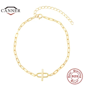 Автоклав 925 стерлингового серебра в европейском и американском стиле Скрепка модный браслет для женщин Золотой Цвет браслеты тонкие ювелирные браслеты